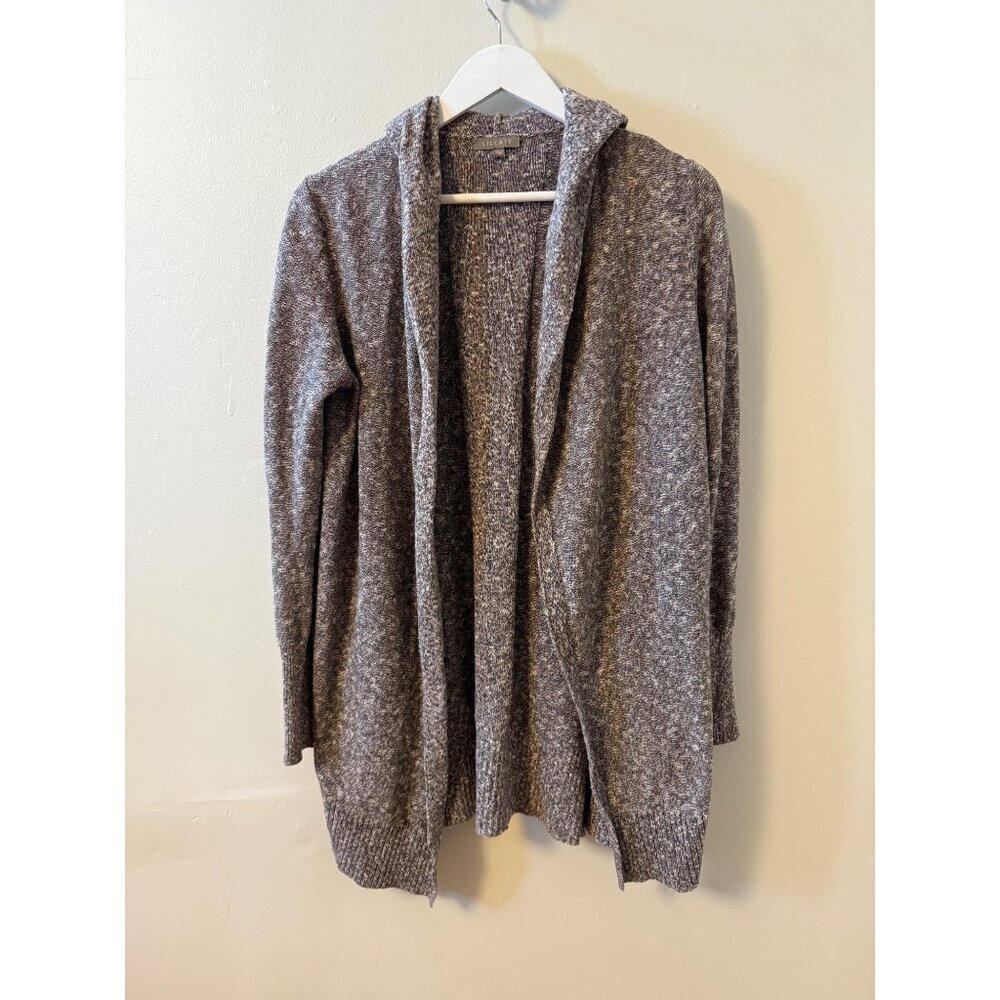 Lilla P Anthropologie Hooded Open-Front Cardigan Marled Gray Womens M